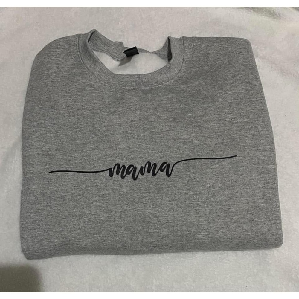 Mama Sweatshirt Crewneck Pullover Top, Women's Casual Gray Sweater
